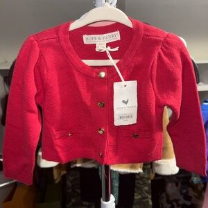 Hope & Henry Red Cardigan with Gold Buttons - 6-12m - NWT!